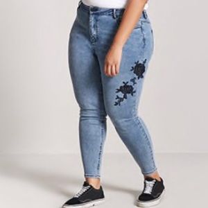 Embroidered Floral Jeans